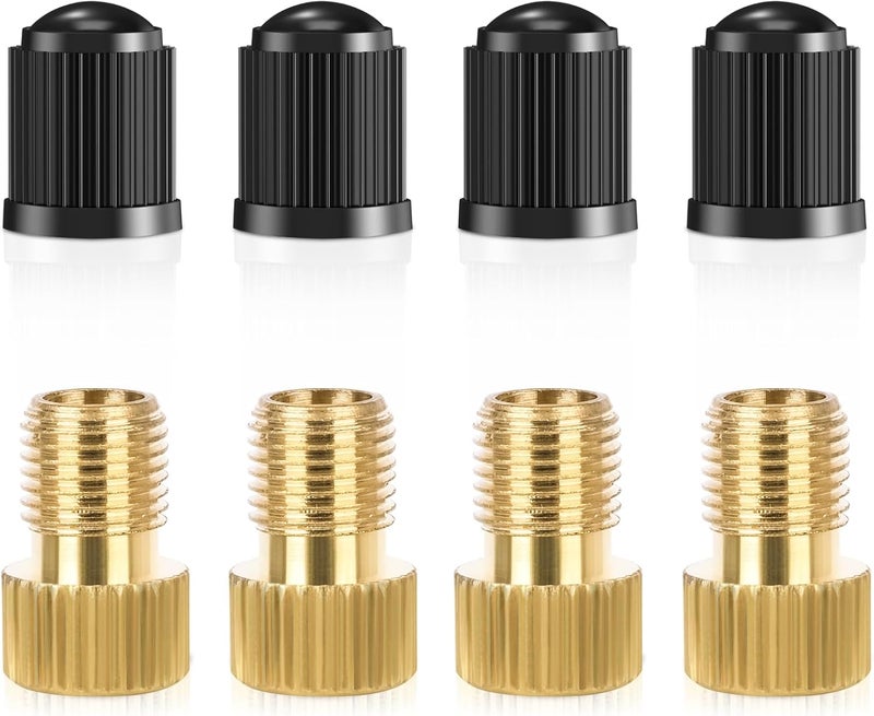 ptiysta Brass Presta Valve Adapter to Convert Presta to Schrader and Inflate Tires with Standard Bicycle Pump, Air Pump Or Air Compressor (8-Piece from ) - Image 1
